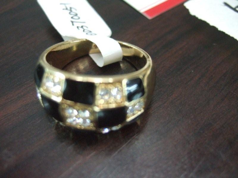 checker black and rhinestone ring checker black and rhinestone ring